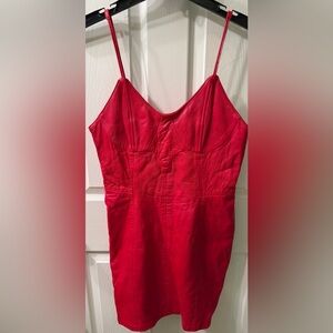 Vintage Phillip Noel Red Leather Strappy Dress in excellent condition! See pics